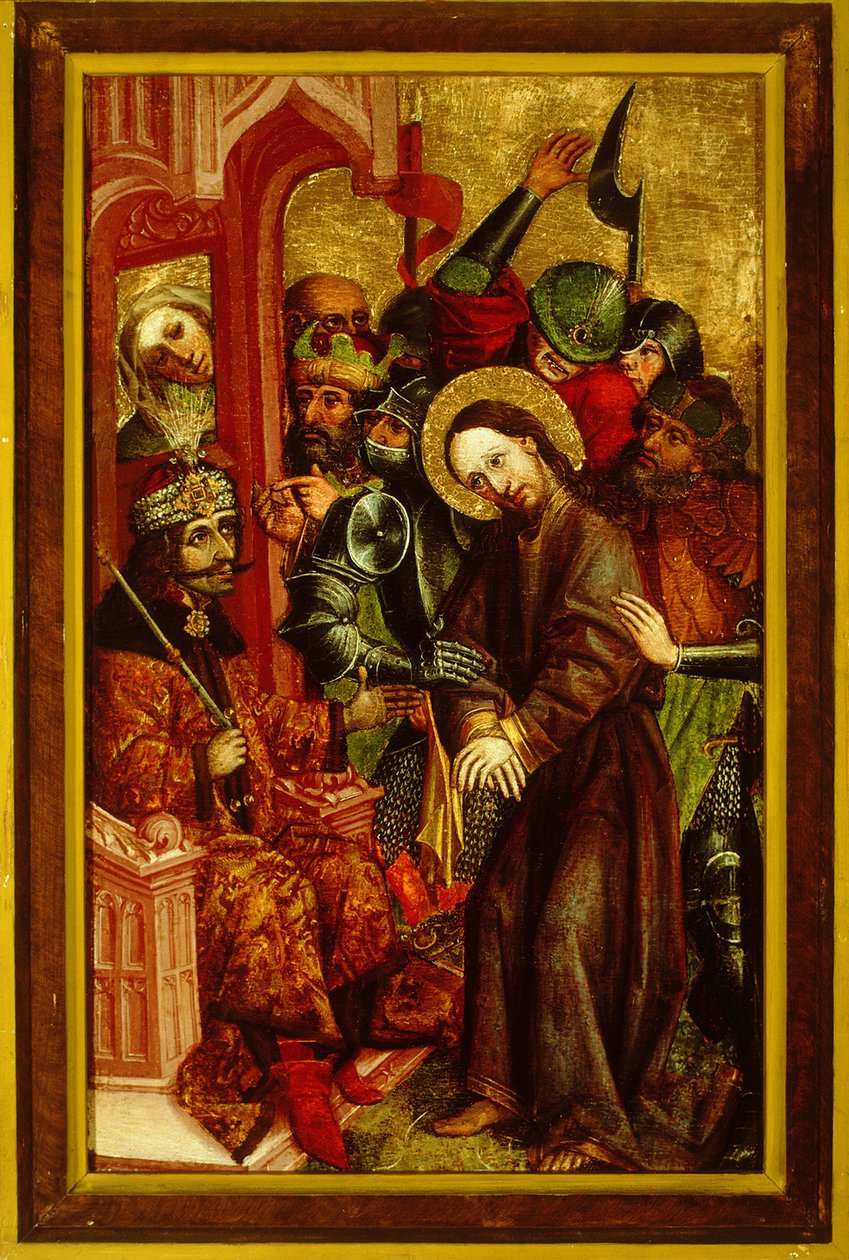المسيح قبل بيلاطس فلاد الثالث مثل بونتيوس بيلاطس ، حوالي 1463-1464 بواسطة سيد لوحات Velenje