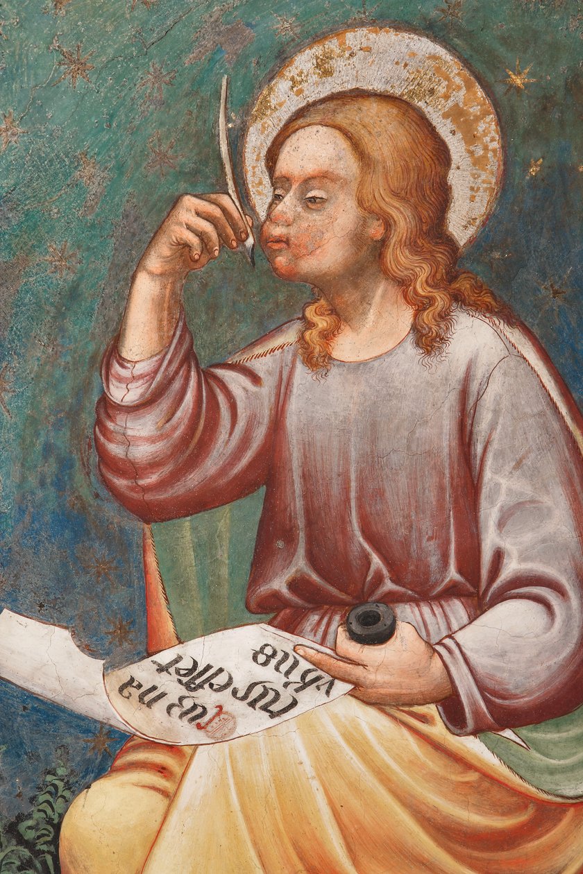 "القديس ماثيو الإنجيلي" يكتب "عندما ولد يسوع" ، حوالي 1420 (جصية) التفاصيل ، حوالي 1420 (جصية) بواسطة سيد Vignola