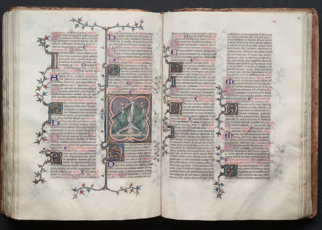 كتاب قداس جوتا: Fol. 117v ، القديس بطرس مقيد رأسًا على عقب للعبور ، ج. 1375. بواسطة سيد بوكيه