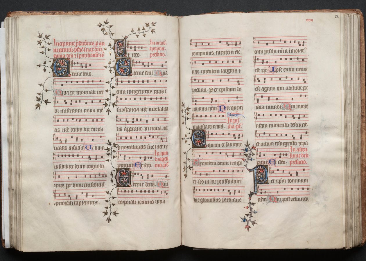 كتاب قداس جوتا: Fol. 57v ، نص ، ج. 1375. بواسطة سيد بوكيه