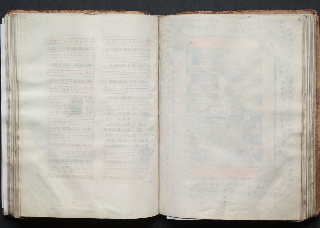 كتاب القداس جوتا: Fol. 63 و ، نص ، ج. 1375. بواسطة سيد بوكيه