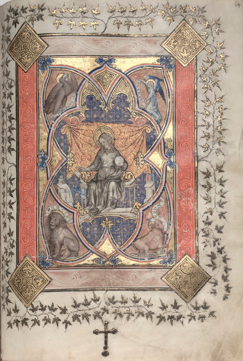 كتاب القداس جوتا: Fol. 64 و ، المسيح في الجلالة ، ج. 1375. بواسطة سيد بوكيه