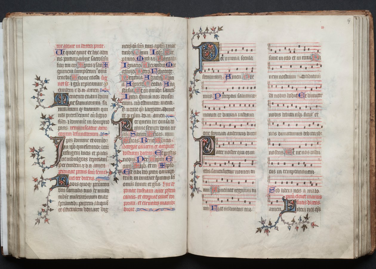 كتاب القداس جوتا: Fol. 66V ، نص ، ج. 1375. بواسطة سيد بوكيه