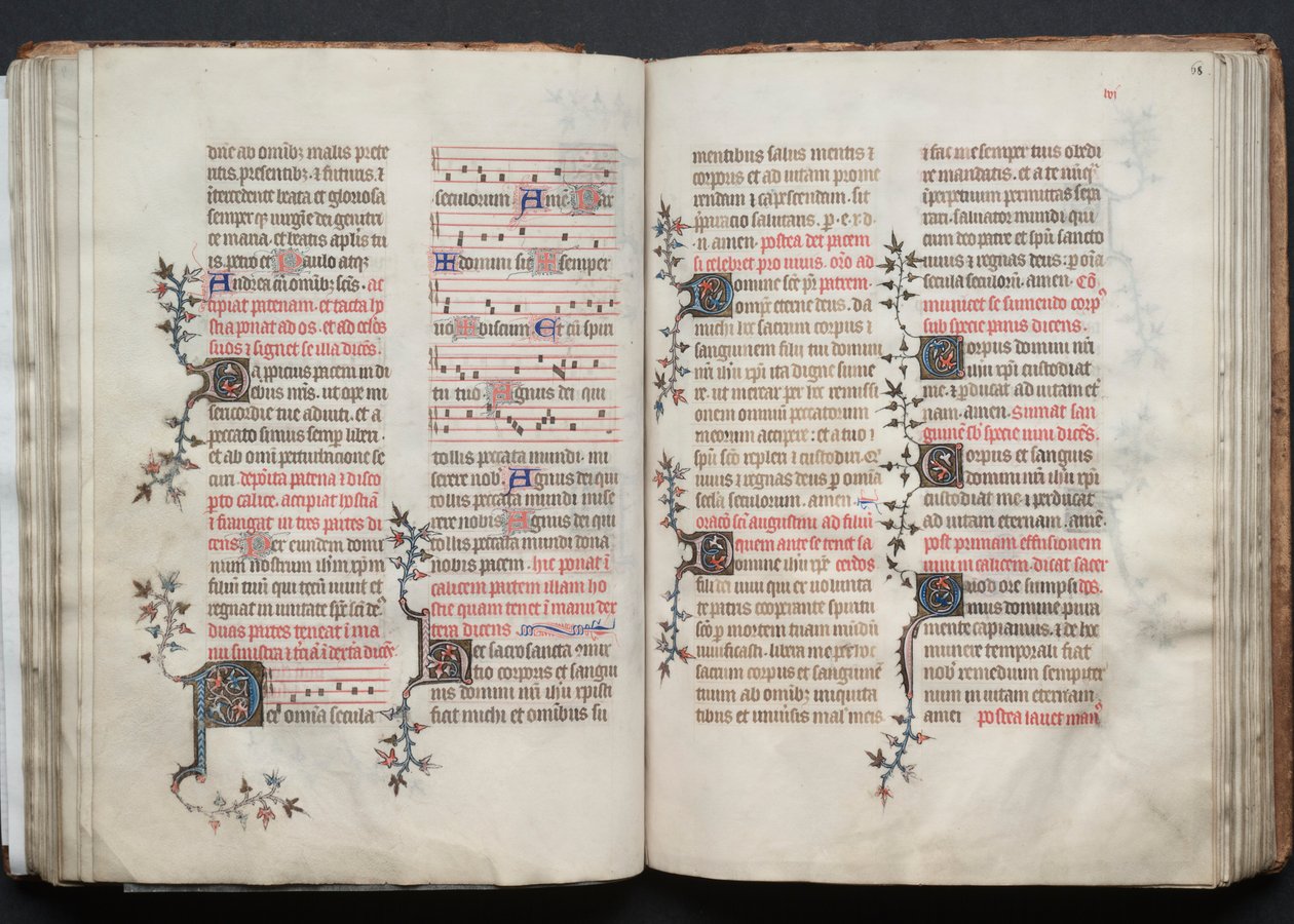 كتاب القداس جوتا: Fol. 67v ، نص ، ج. 1375. بواسطة سيد بوكيه
