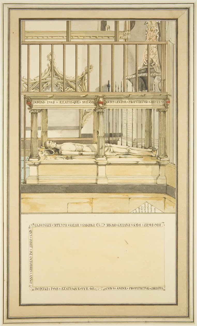 قبر الأسقف بول بوش ، في كاتدرائية بريستول ، حوالي عام 1799 (ألوان مائية على ورق) بواسطة سيد آثار كنيسة بريستول