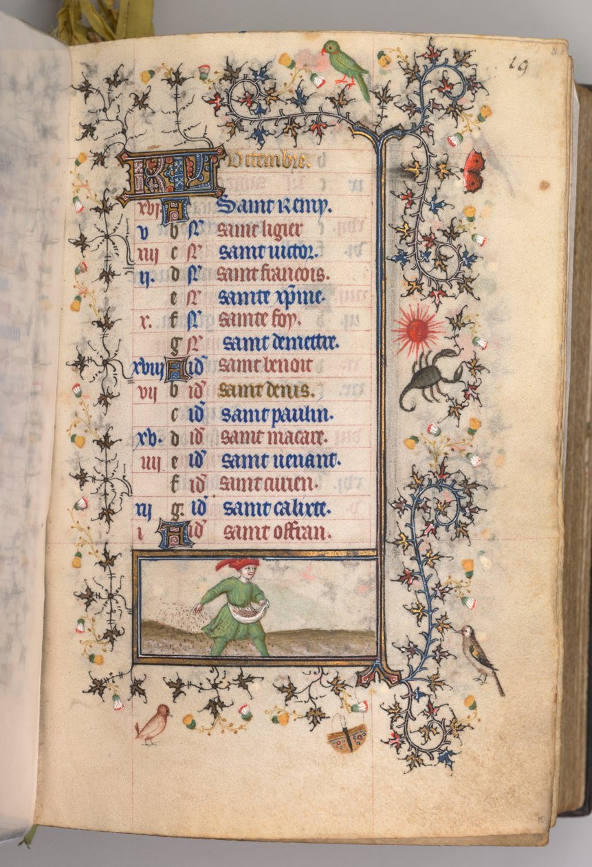 ساعات شارل النبيل ، ملك نافار 1361-1425: fol. 10 و ، أكتوبر ، ج. 1405. بواسطة ماجستير في الأحرف الأولى وشركاء بروكسل