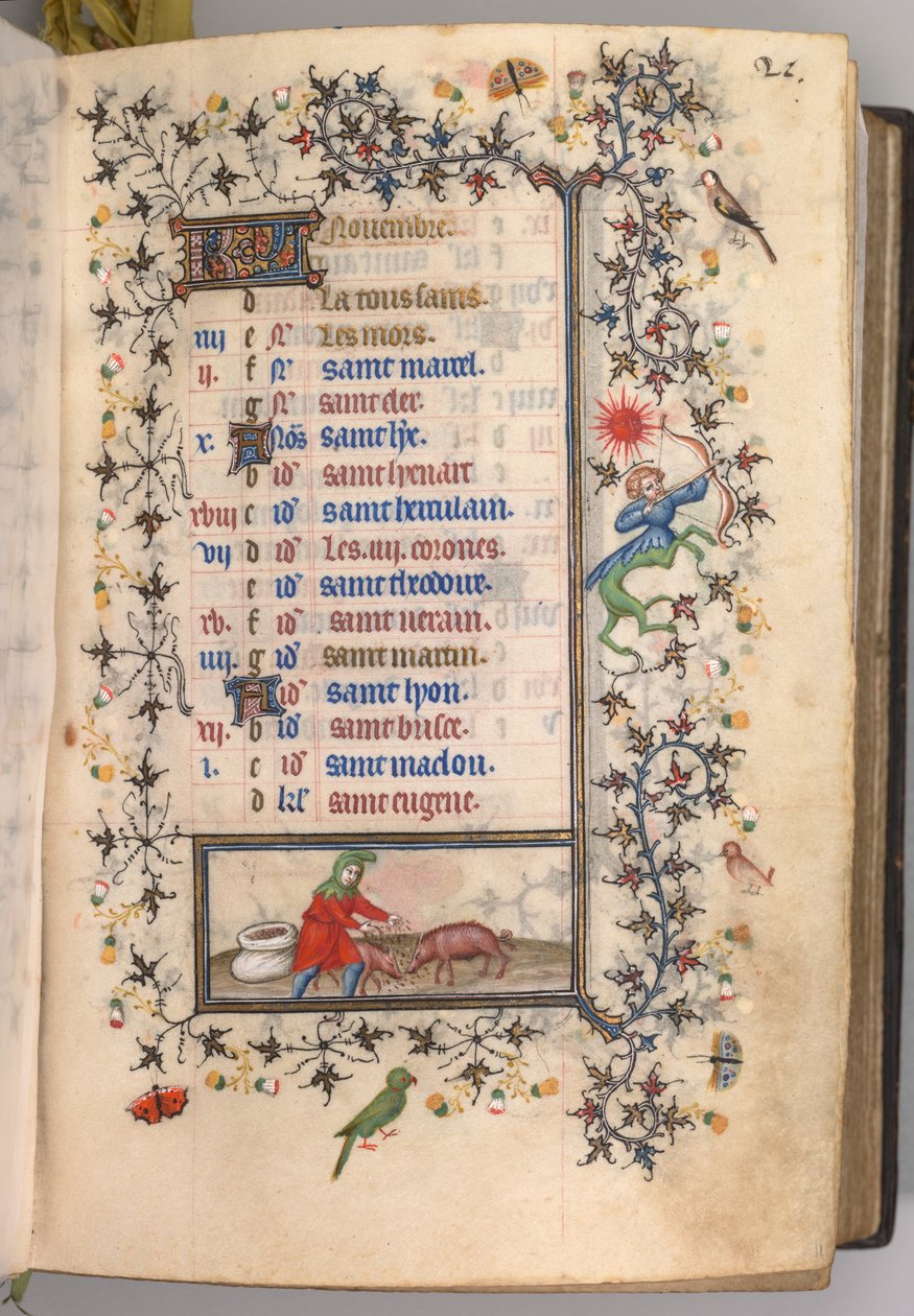ساعات شارل النبيل ، ملك نافار 1361-1425: fol. 11 و ، نوفمبر ، ج. 1405. بواسطة ماجستير في الأحرف الأولى وشركاء بروكسل
