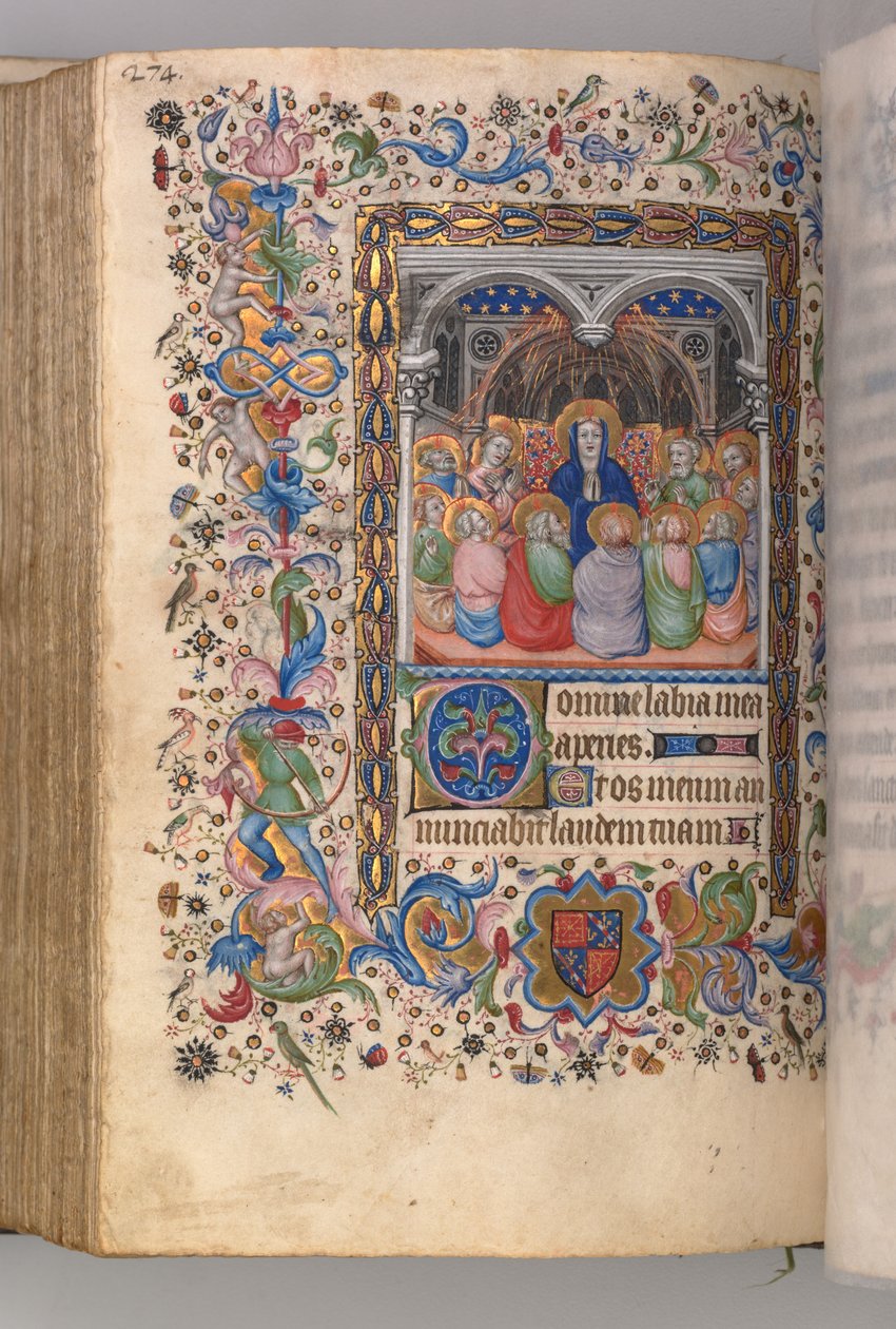 ساعات شارل النبيل ، ملك نافار 1361-1425: fol. 137v ، عيد العنصرة ، ج. 1405. بواسطة ماجستير في الأحرف الأولى وشركاء بروكسل