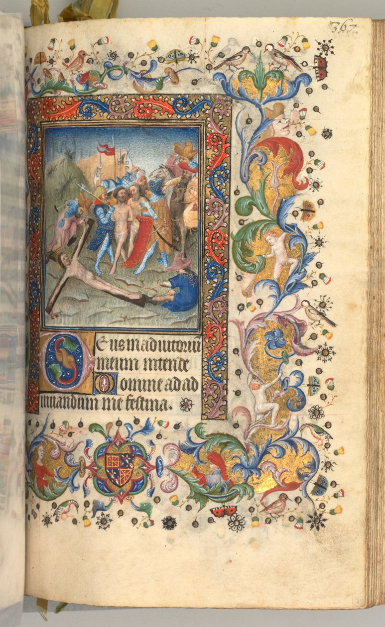 ساعات شارل النبيل ، ملك نافار 1361-1425: fol. 179 و ، المسيح مسمر على الصليب ، ج. 1 بواسطة ماجستير في الأحرف الأولى وشركاء بروكسل