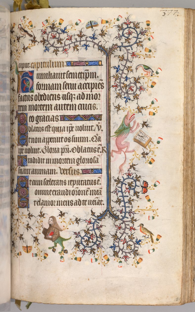 ساعات شارل النبيل ، ملك نافار 1361-1425: fol. 184 و ، نص ، ج. 1405. بواسطة ماجستير في الأحرف الأولى وشركاء بروكسل