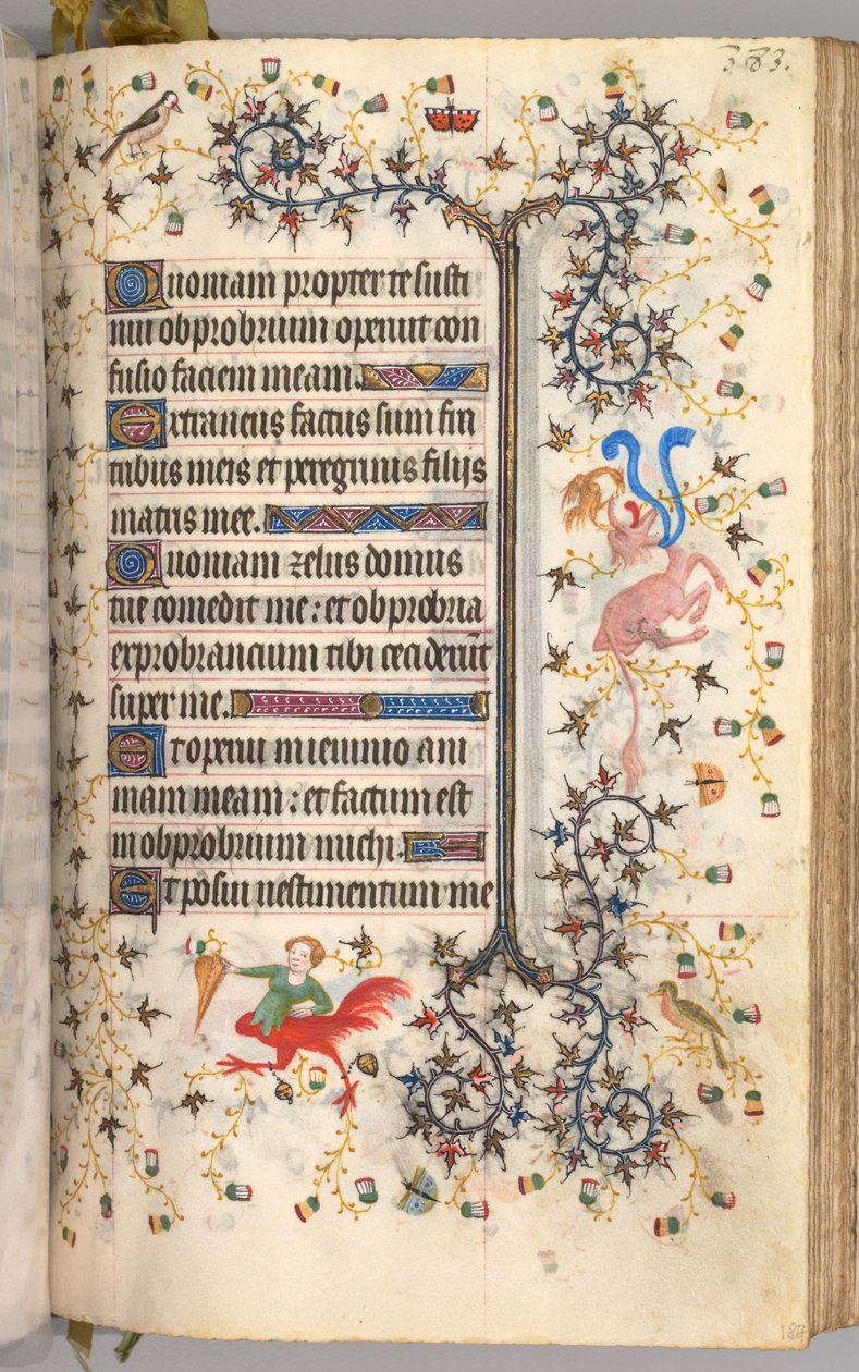 ساعات شارل النبيل ، ملك نافار 1361-1425: fol. 187 و ، نص ، ج. 1405. بواسطة ماجستير في الأحرف الأولى وشركاء بروكسل