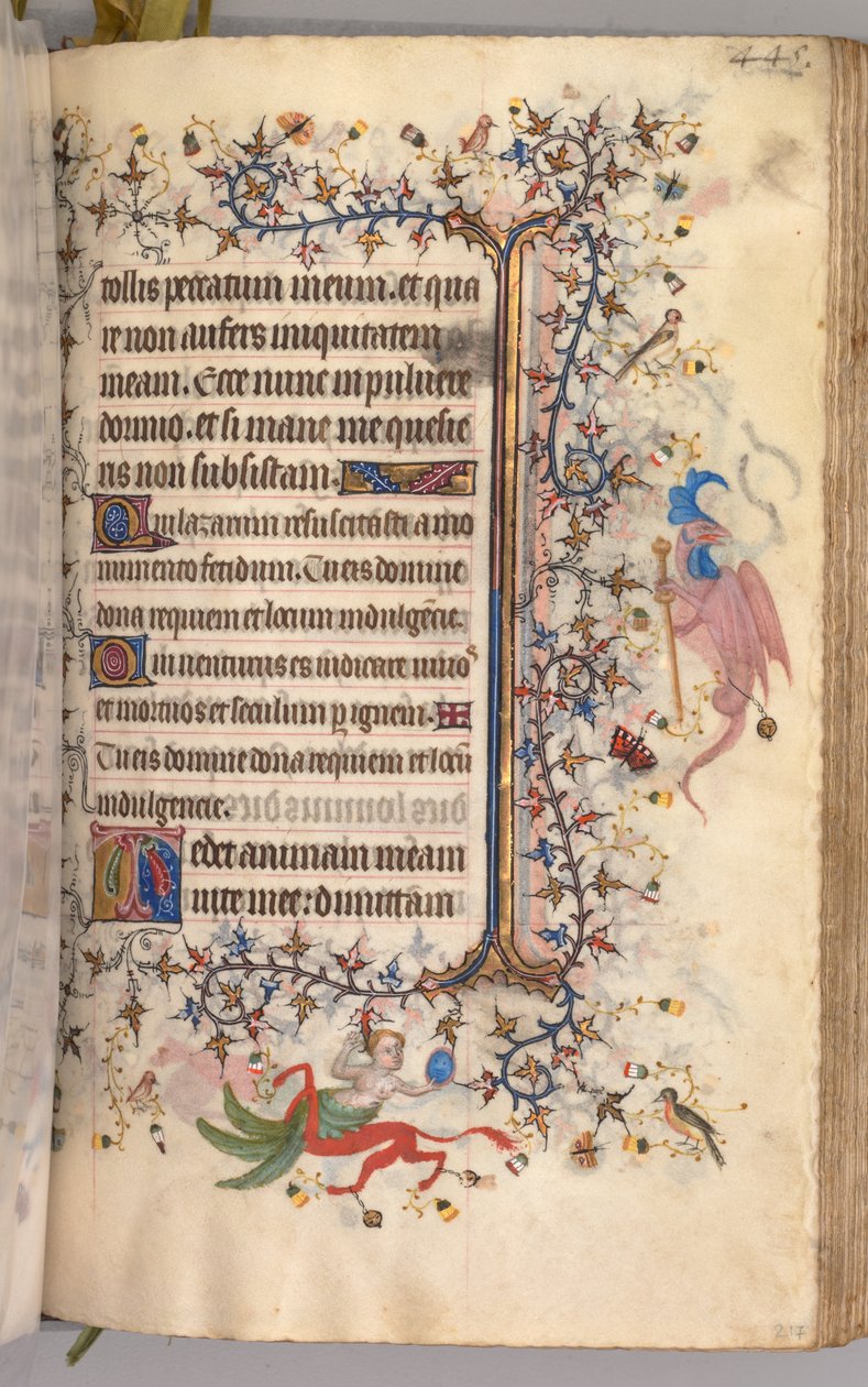 ساعات شارل النبيل ، ملك نافار 1361-1425: fol. 217 و ، نص ، ج. 1405. بواسطة ماجستير في الأحرف الأولى وشركاء بروكسل