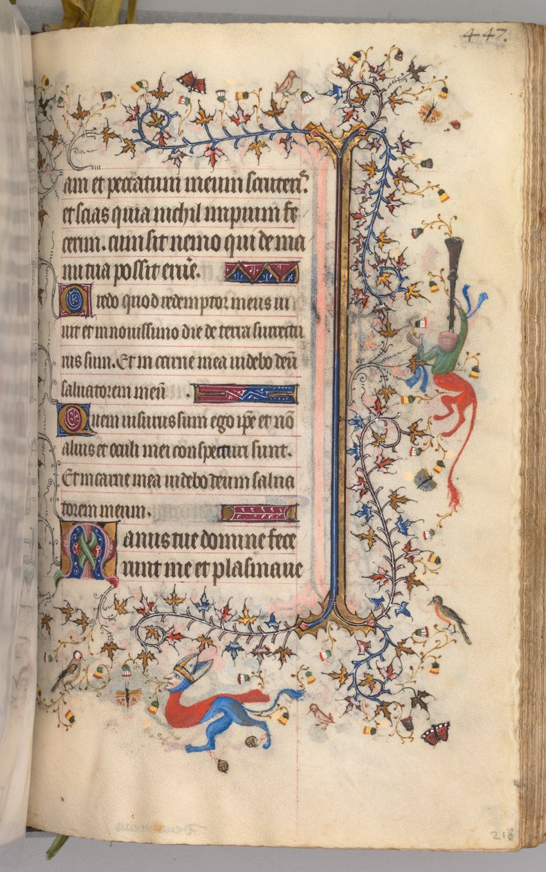 ساعات شارل النبيل ، ملك نافار 1361-1425: fol. 218 و ، نص ، ج. 1405. بواسطة ماجستير في الأحرف الأولى وشركاء بروكسل