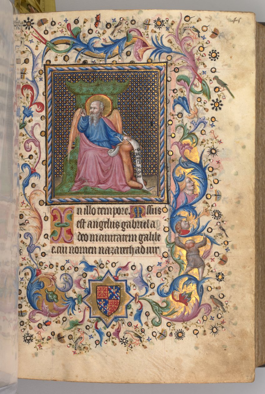 ساعات شارل النبيل ، ملك نافار 1361-1425: fol. 23 و ، القديس لوقا ، ج. 1405. بواسطة ماجستير في الأحرف الأولى وشركاء بروكسل
