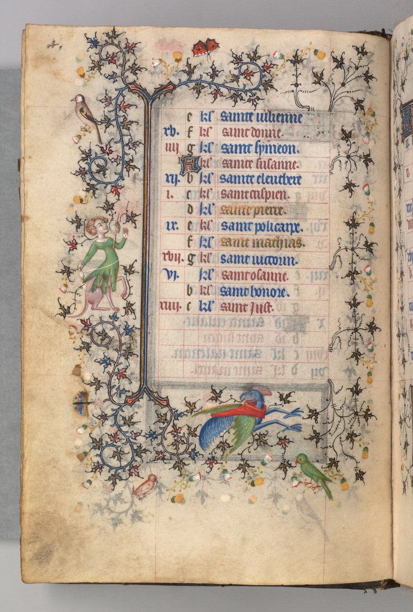 ساعات شارل النبيل ، ملك نافار 1361-1425: fol. 2 ظ ، فبراير ، ج. 1405. بواسطة ماجستير في الأحرف الأولى وشركاء بروكسل