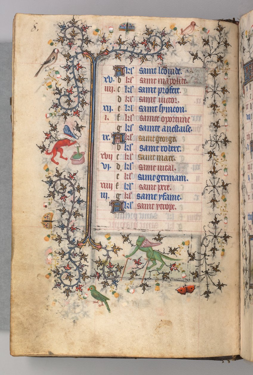 ساعات شارل النبيل ، ملك نافار 1361-1425: fol. 4v ، أبريل ، ج. 1405. بواسطة ماجستير في الأحرف الأولى وشركاء بروكسل
