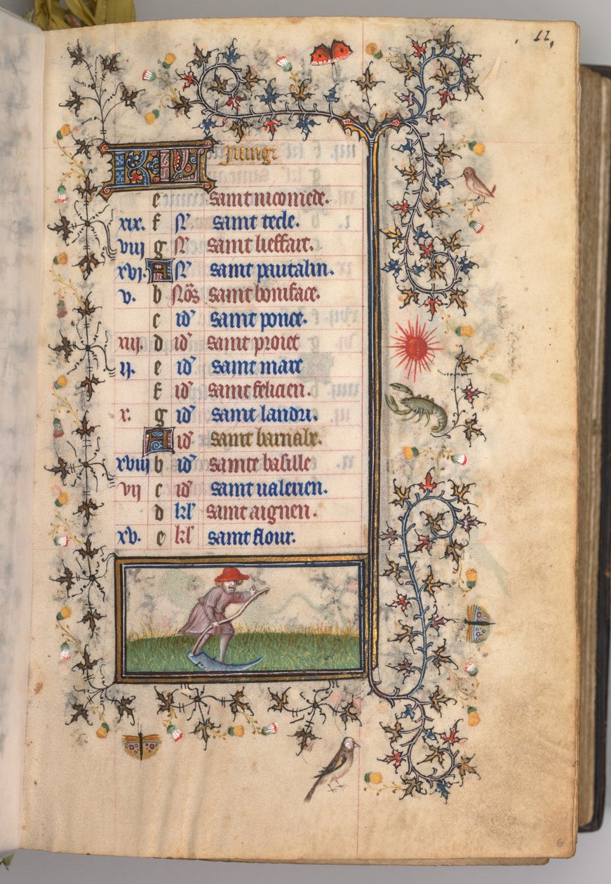 ساعات شارل النبيل ، ملك نافار 1361-1425: fol. 6 و ، يونيو ، ج. 1405. بواسطة ماجستير في الأحرف الأولى وشركاء بروكسل