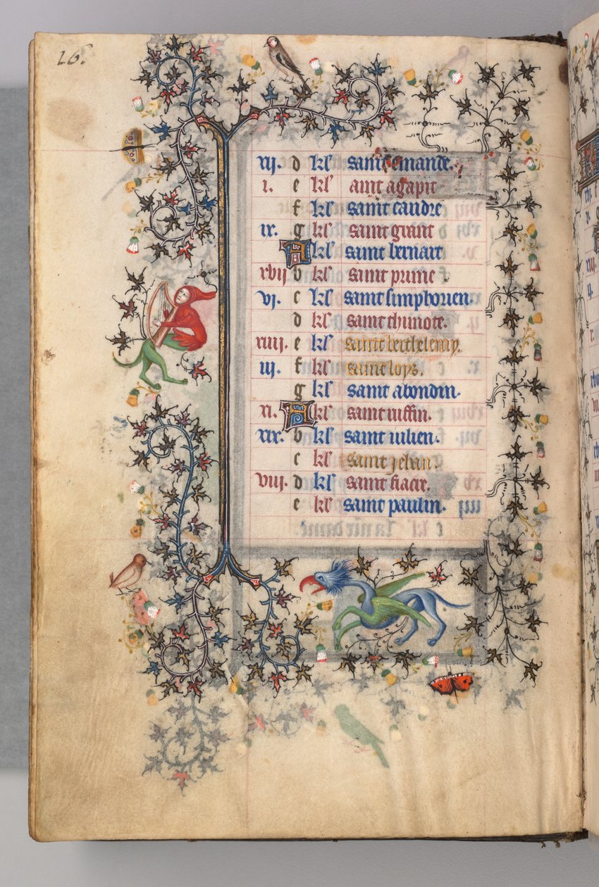 ساعات شارل النبيل ، ملك نافار 1361-1425: fol. 8V ، أغسطس ، ج. 1405. بواسطة ماجستير في الأحرف الأولى وشركاء بروكسل