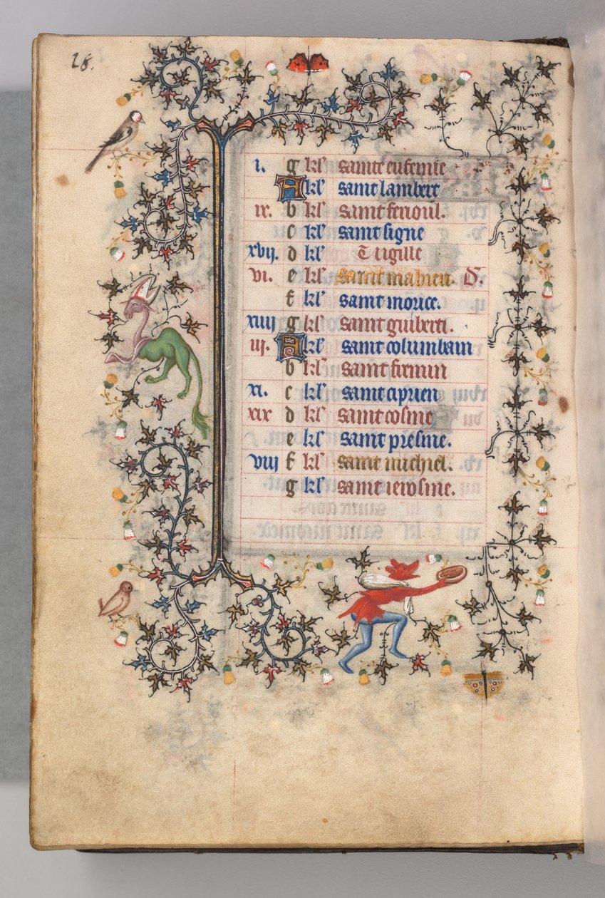 ساعات شارل النبيل ، ملك نافار 1361-1425: fol. 9v ، سبتمبر ، ج. 1405. بواسطة ماجستير في الأحرف الأولى وشركاء بروكسل