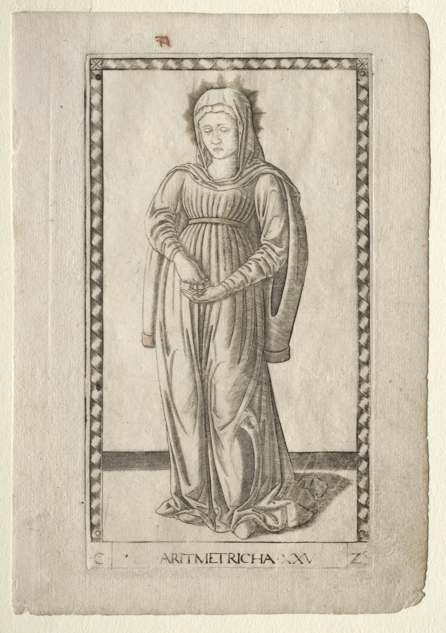 حسابية من Tarocchi ، سلسلة C: الفنون الليبرالية ، رقم 25 ، قبل 1467. بواسطة ماجستير في سلسلة E Tarocchi