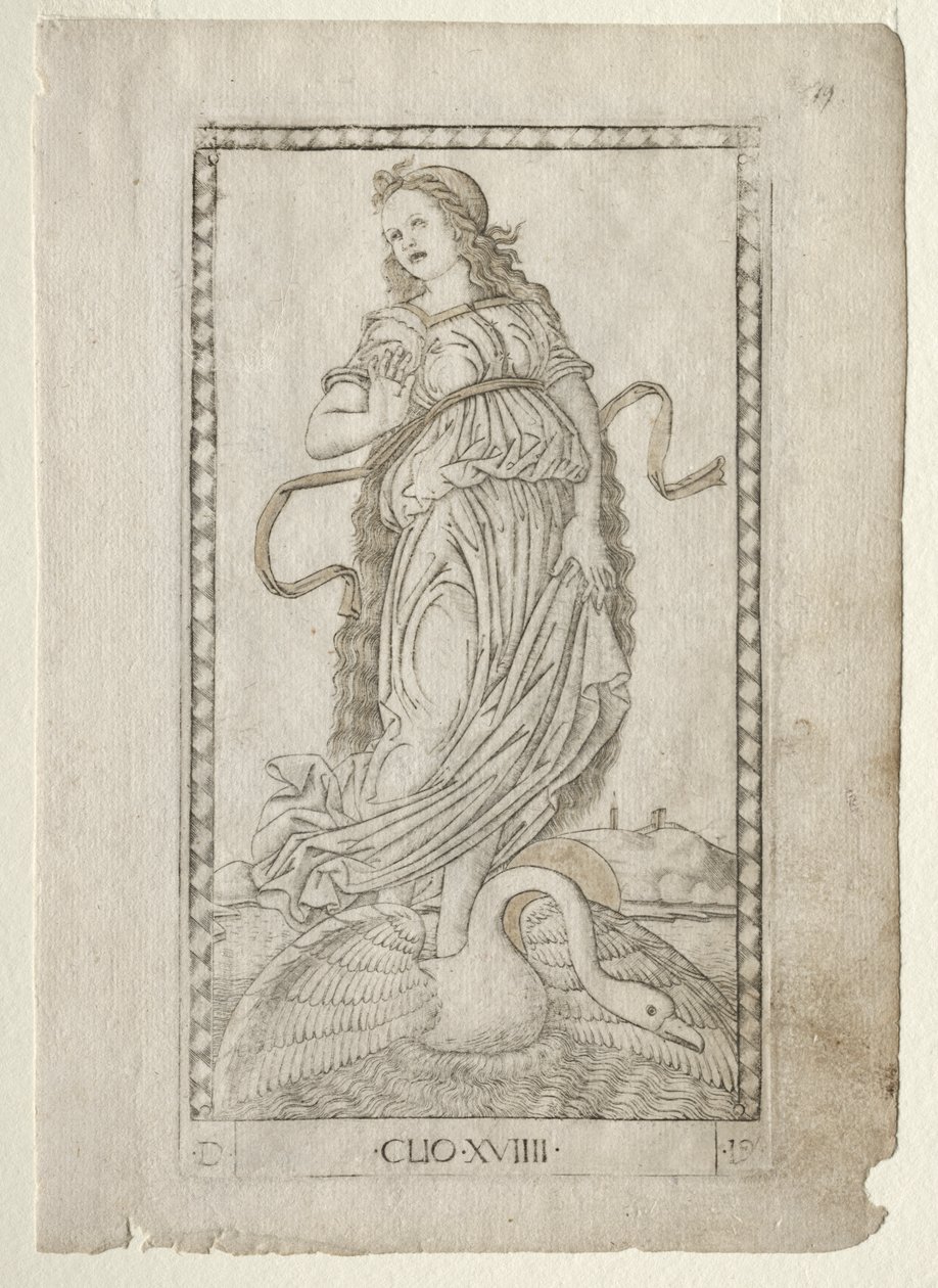 كليو (التاريخ) (من سلسلة Tarocchi D: Apollo and the Muses ، رقم 19) بواسطة ماجستير في سلسلة E Tarocchi