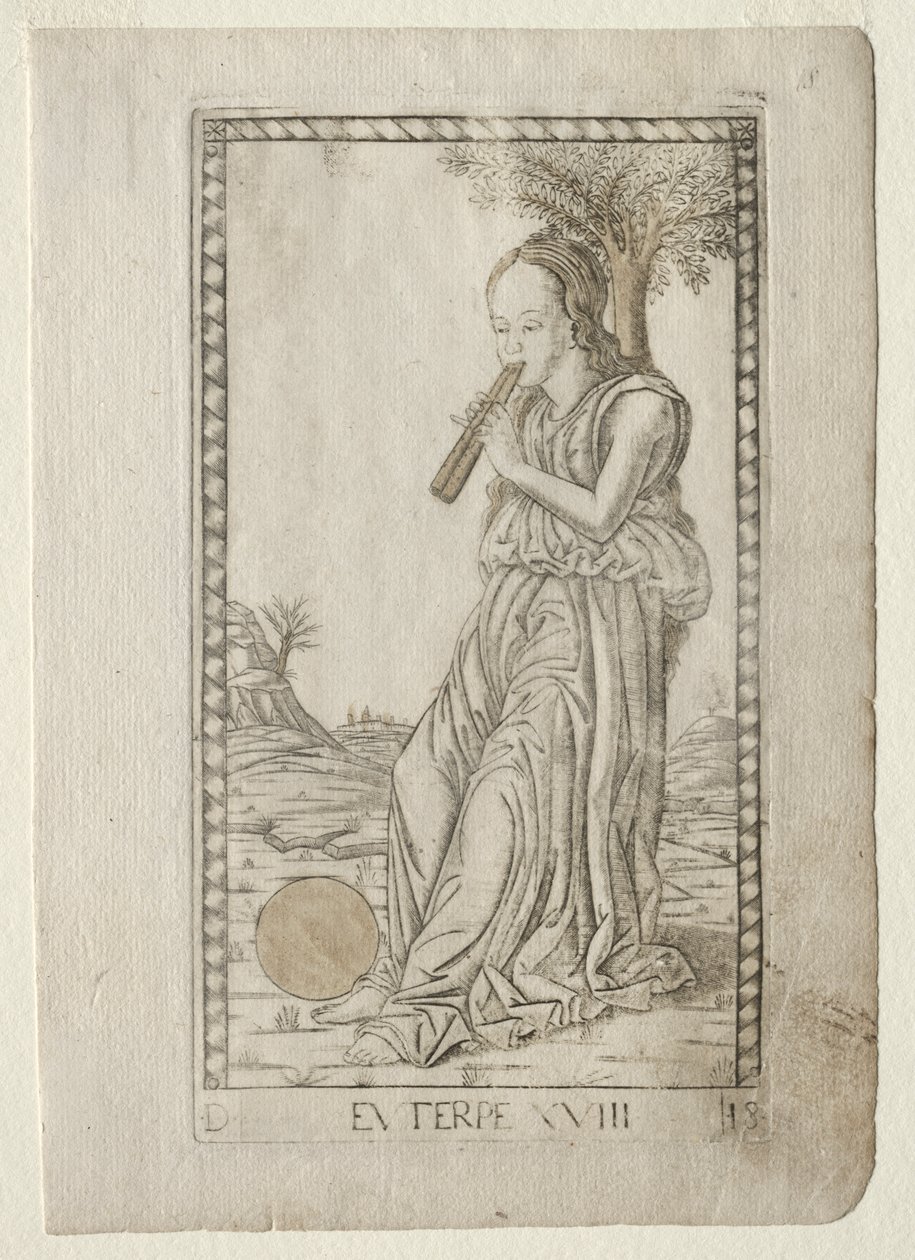 Euterpe (موسيقى ، شعر غنائي) (من سلسلة Tarocchi D: Apollo and the Muses ، رقم 18) بواسطة ماجستير في سلسلة E Tarocchi