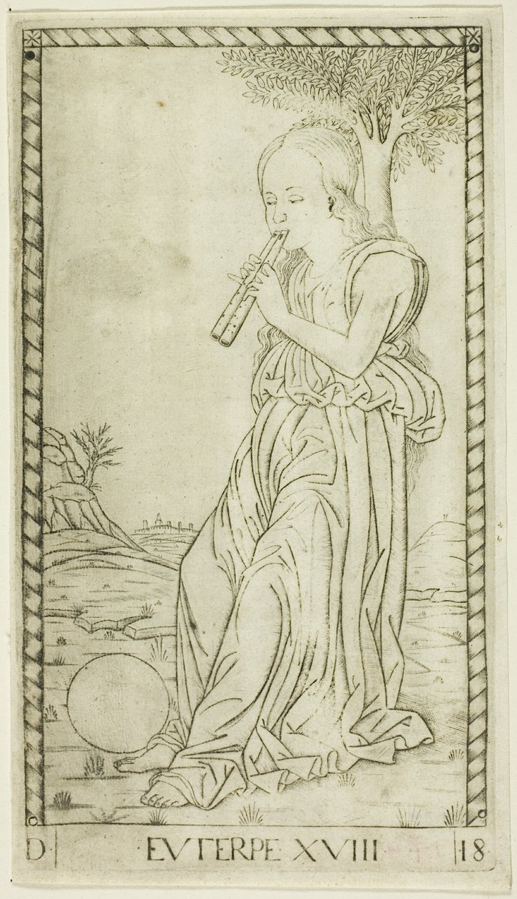 Euterpe ، لوحة ثمانية عشر من Apollo and the Muses بواسطة ماجستير في سلسلة E Tarocchi