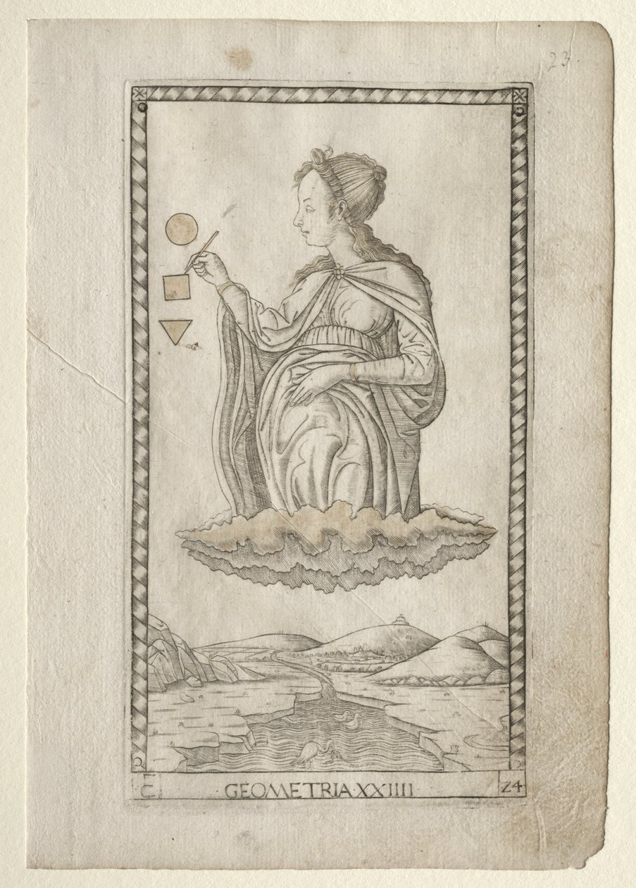 الهندسة من Tarocchi ، السلسلة C: الفنون الليبرالية ، رقم 24 ، قبل 1467. بواسطة ماجستير في سلسلة E Tarocchi