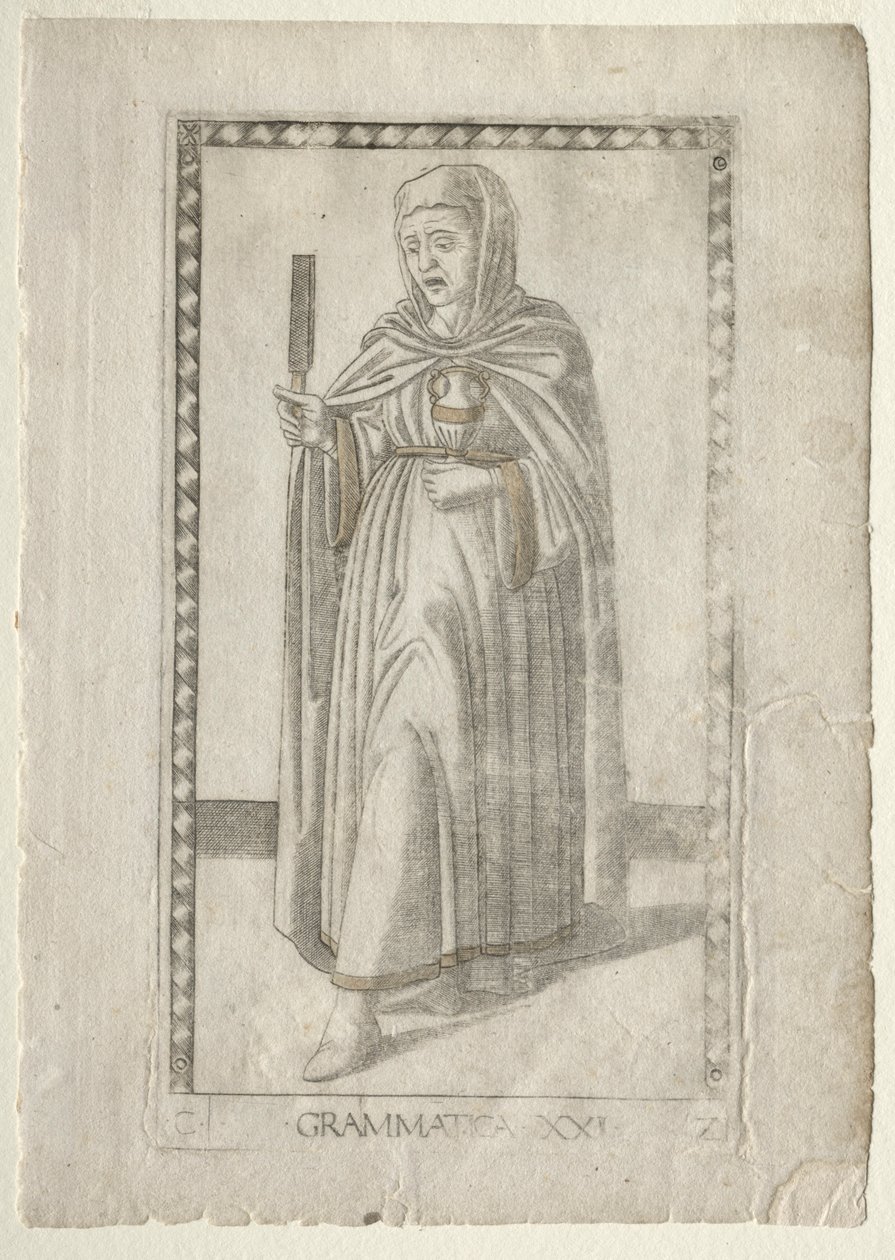 قواعد من Tarocchi ، سلسلة C: الفنون الليبرالية ، رقم 21 ، قبل 1467. بواسطة ماجستير في سلسلة E Tarocchi