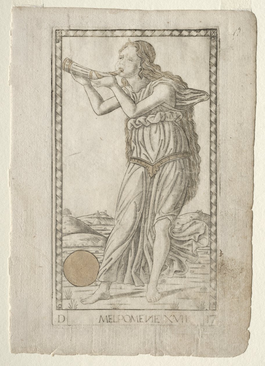 Melpomene (مأساة) (من سلسلة Tarocchi D: Apollo and the Muses ، رقم 17) بواسطة ماجستير في سلسلة E Tarocchi