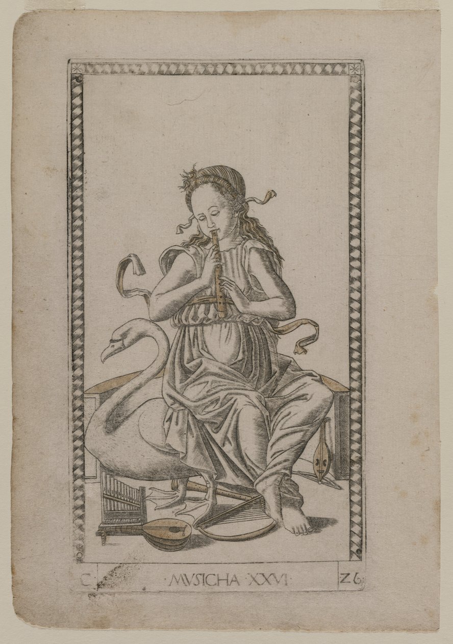 موسيقى من Tarocchi ، سلسلة C: الفنون الليبرالية ، رقم 26 ، قبل 1467. بواسطة ماجستير في سلسلة E Tarocchi