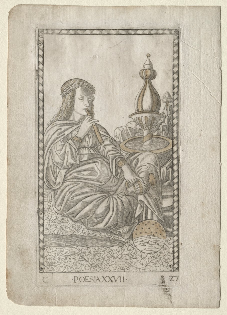 شعر من Tarocchi ، سلسلة C: الفنون الليبرالية ، رقم 27 ، قبل 1467. بواسطة ماجستير في سلسلة E Tarocchi
