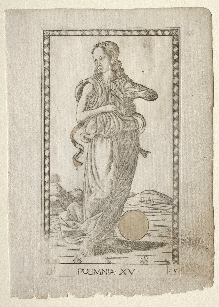 تراتيل Polyhymnia البطولية من سلسلة Tarocchi D ... ، قبل عام 1467. بواسطة ماجستير في سلسلة E Tarocchi