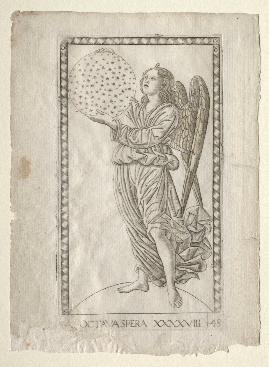ملاك المجال الثامن من Tarocchi ، سلسلة أ ... ، قبل 1467. بواسطة ماجستير في سلسلة E Tarocchi