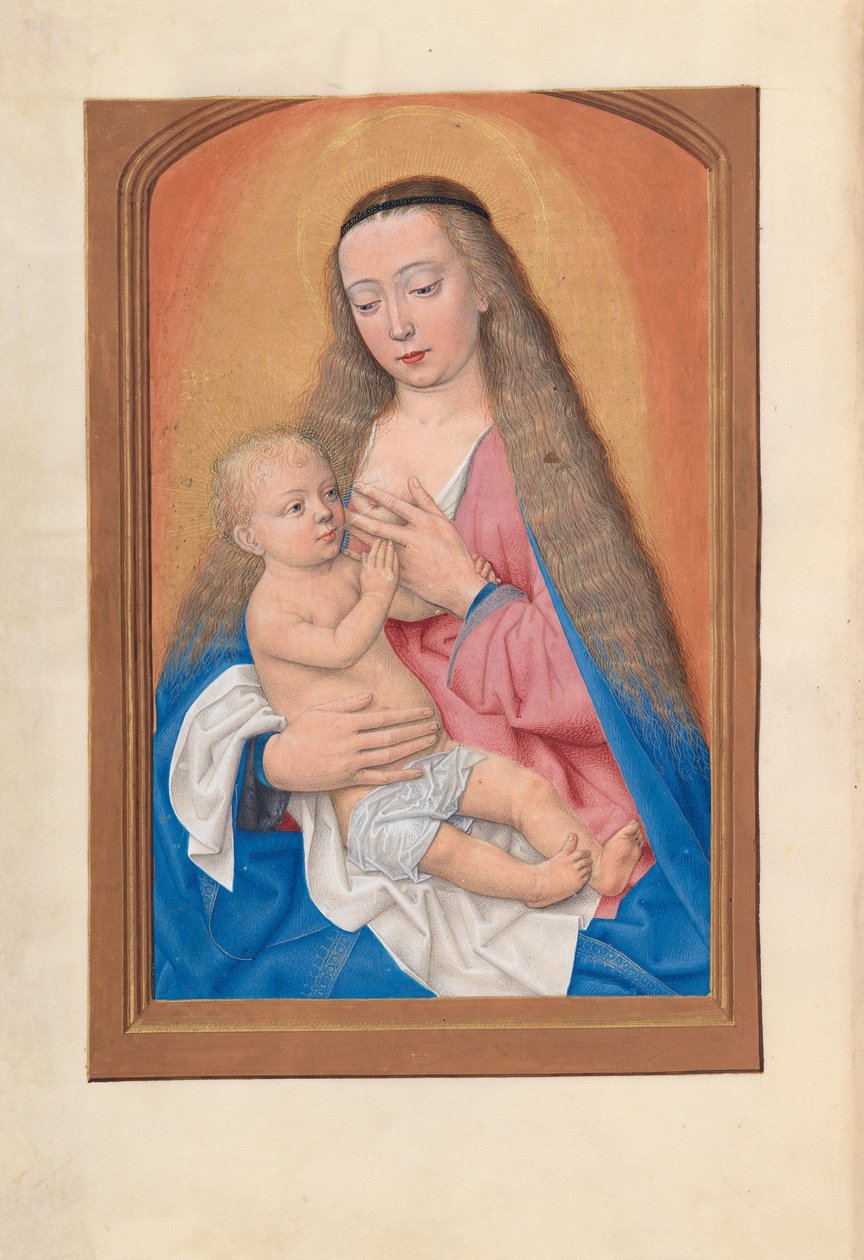ساعات الملكة إيزابيلا الكاثوليكية ، ملكة إسبانيا: فل. 257v ، مادونا والطفل ، ج. 1500. بواسطة سيد كتاب الصلاة الأول لماكسيميليان