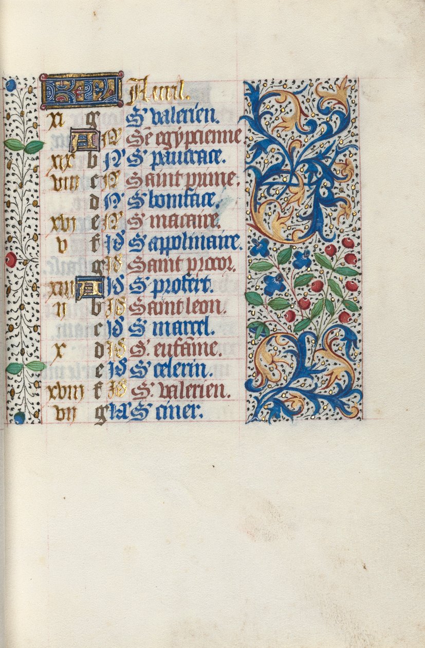 كتاب ساعات استخدام روان: fol. 4 و ، ج. 1470. بواسطة سيد لاتيني جنيف
