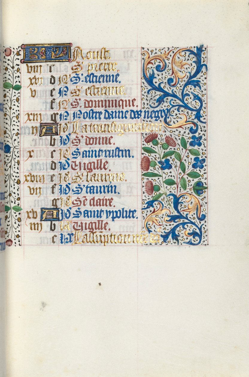 كتاب ساعات استخدام روان: fol. 8 و ، ج. 1470. بواسطة سيد لاتيني جنيف