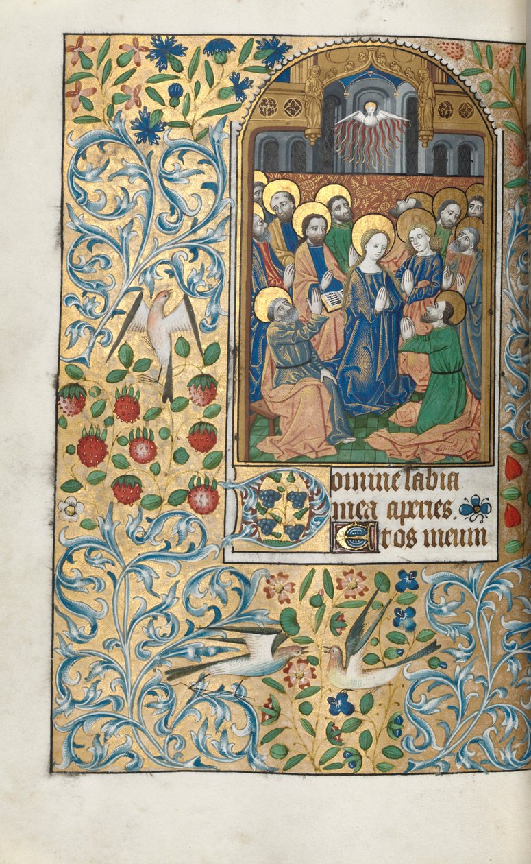 كتاب ساعات استخدام روان: fol. 99v ، عيد العنصرة ، ج. 1470. بواسطة سيد لاتيني جنيف
