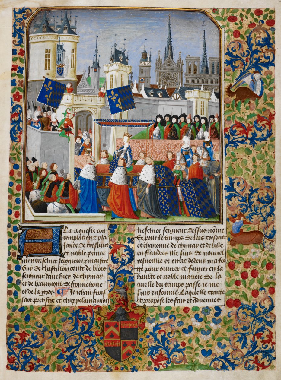 إيزابو بافاريا ، رسم توضيحي من "The Harley Froissart" ، حوالي 1470-72 (حبر وذهب على رق) بواسطة سيد هارلي Froissart