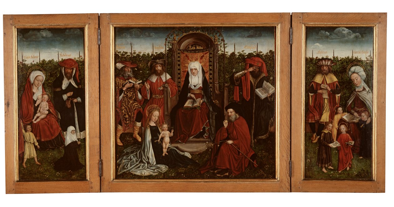 The Poortakker Triptych ، حوالي 1500-10 (زيت على لوح) بواسطة سيد عائلة القديسة آن