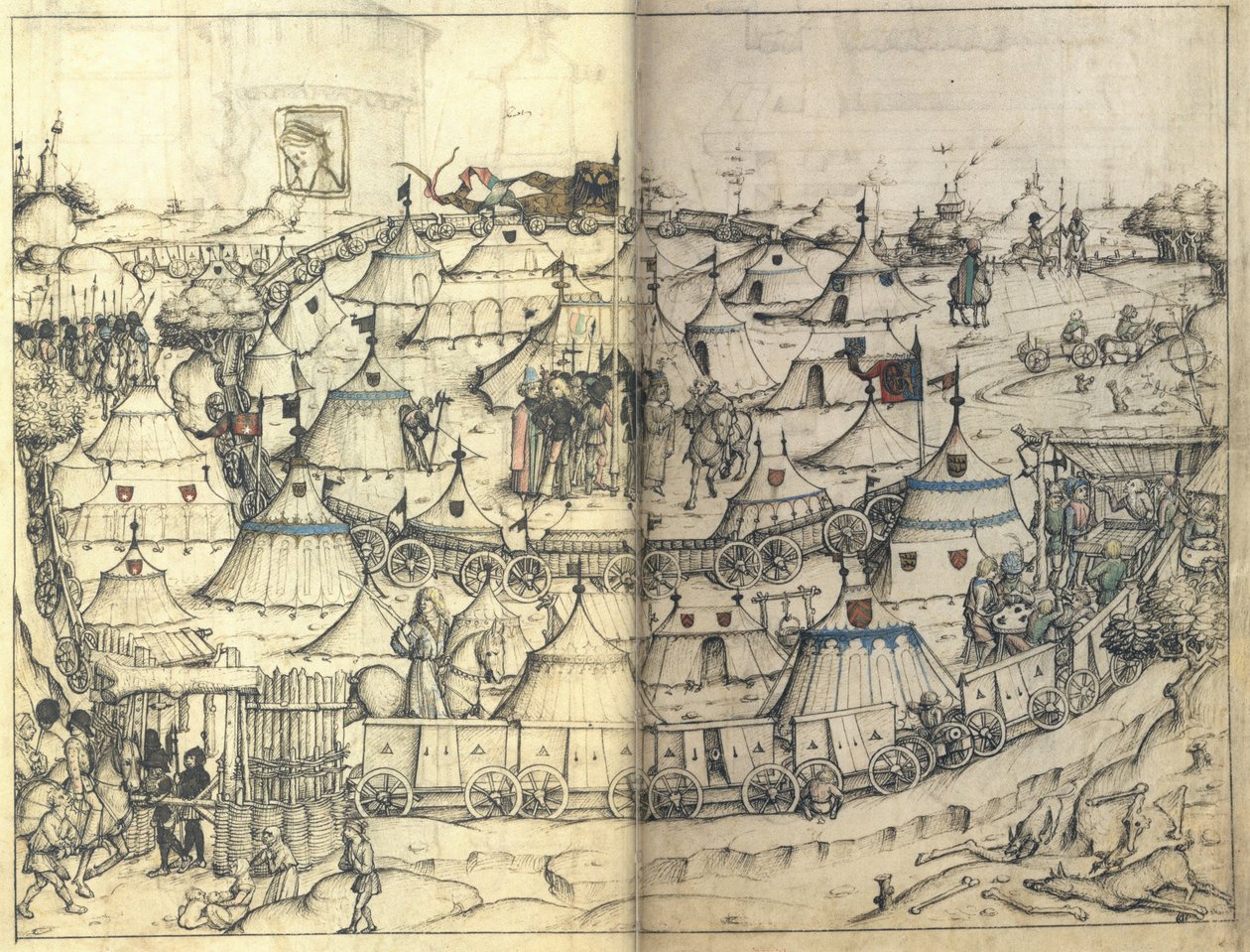حصن العربة من كتاب القرون الوسطى لقلعة وولفج ، حوالي 1485 بواسطة ماجستير في كتاب Housebook لقلعة وولفج