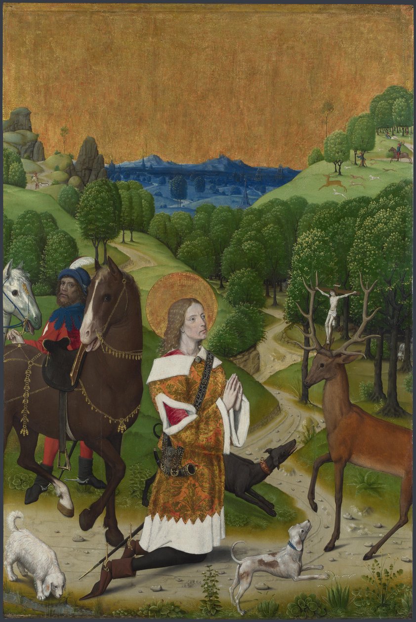 تحويل القديس هوبرت. مصراع من Werden Altarpiece ، ca 1485 بواسطة سيد حياة العذراء