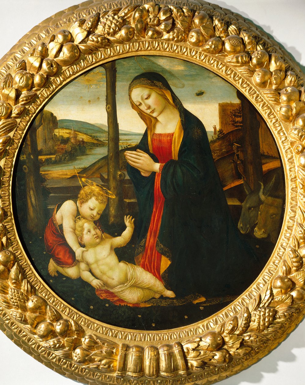 Madonna and Child with St. John (oil on panel) بواسطة سيد ميلر توندو (سمة إلى)