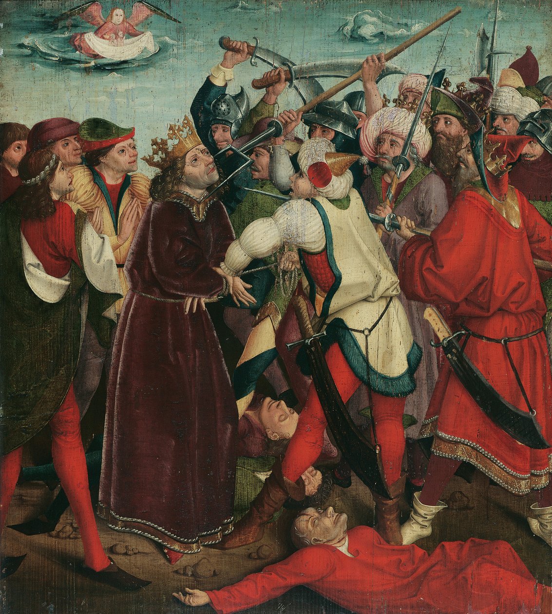 استشهاد القديس اوزوالد في معركة ماسرفيلد ، ج. 1480-1485. بواسطة سيد أسطورة أوزوالد