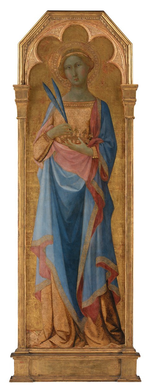 سانت كورونا ، c.1350 (درجة حرارة على لوحة ، أرضية ذهبية) rnrnrn155 × 48 بواسطة سيد بالازو فينيسيا مادونا