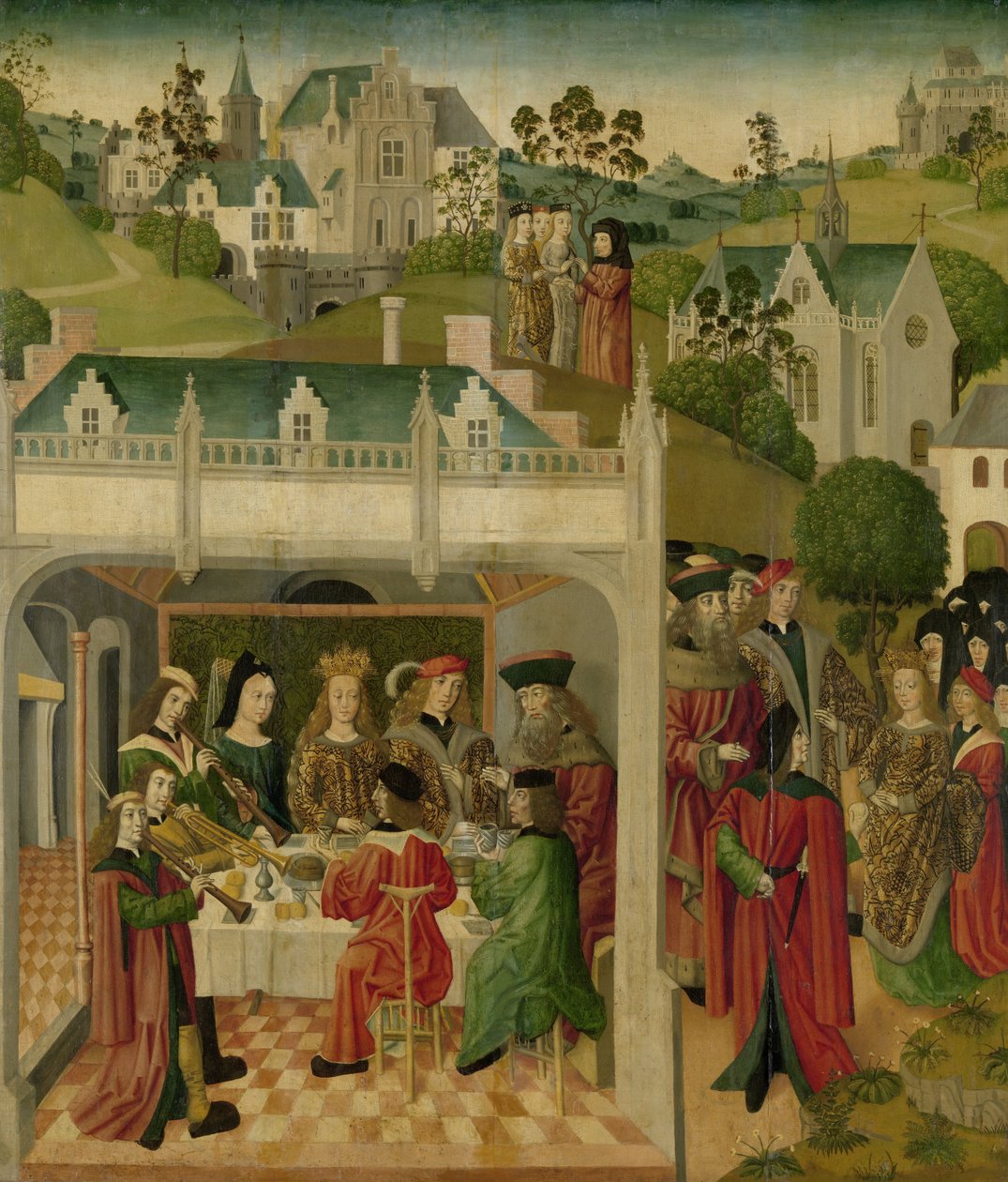 عيد زفاف القديسة إليزابيث المجرية ولويس تورينجيا في فارتبورغ، ج. 1490-c.1495 (زيت على لوح) بواسطة سيد لوحات سانت اليزابيث