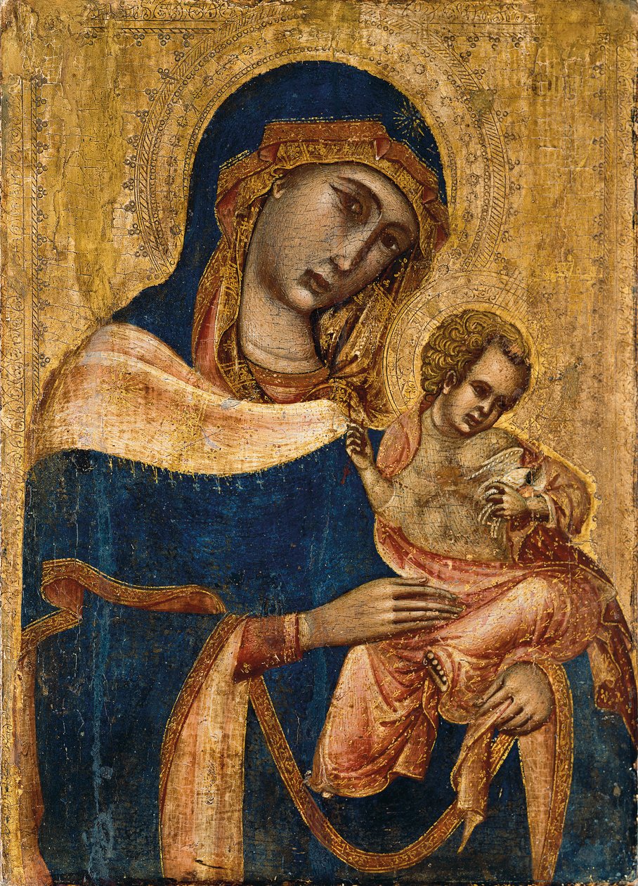 مادونا والطفل ، الربع الثاني من القرن الرابع عشر بواسطة ماجستير في Sterbini Diptych