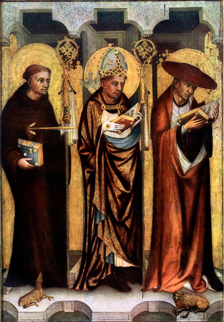سانت جايلز ، وسانت جريجوري ، وسانت جيروم ، c1380 1955. بواسطة سيد التريبون Altarpiece