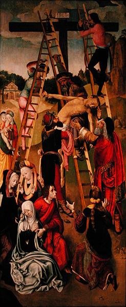 الترسيب ، اللوحة الجانبية للثلاثي ، حوالي عام 1490 (زيت على لوح) (انظر أيضًا 152538) بواسطة ماجستير في Virgines Inter Virgines