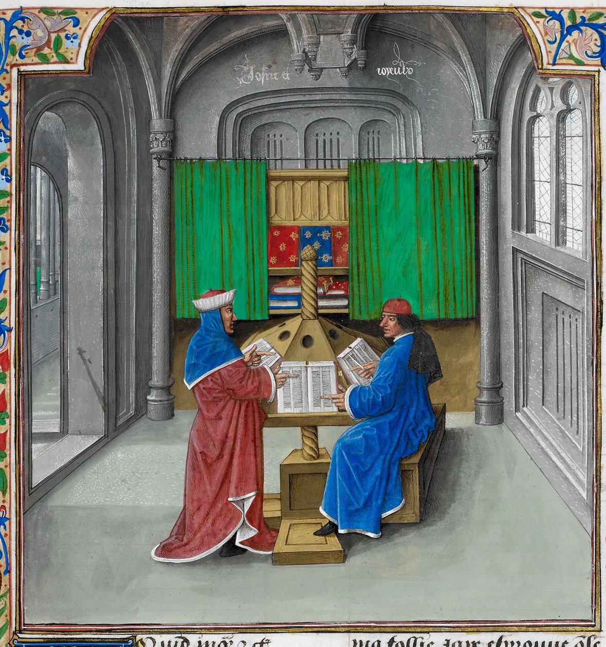 بوكاتشيو وبترارك من: De casibus virorum illustrium by Giovanni Boccaccio بواسطة ماجستير النقوش البيضاء
